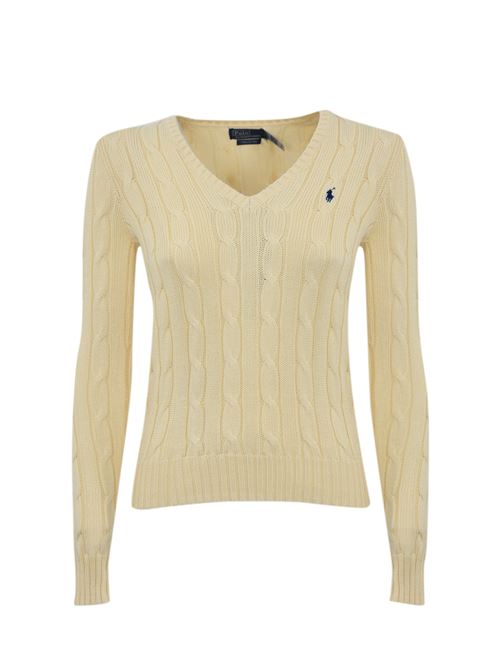 Maglione a trecce con scollo a V Cream POLO RALPH LAUREN | 211891641009